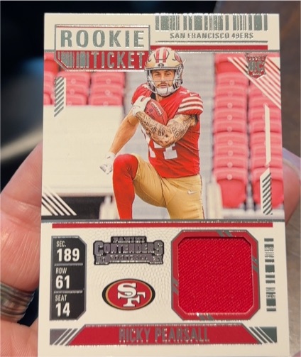 2024 Panini Contenders Rookie Ticket Swatches #RTS-RPL Ricky Pearsall — front