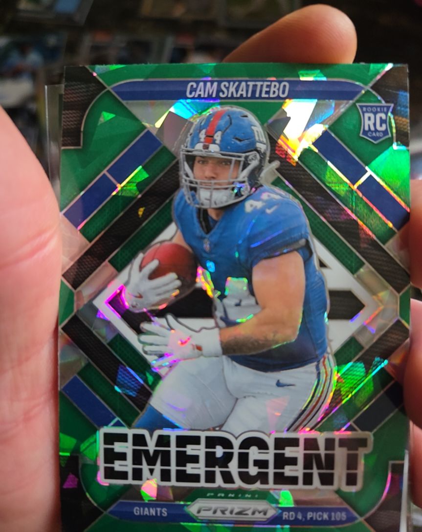 2025 Panini Prizm #1 Cam Skattebo Emergent Green Prizm Rookie — front