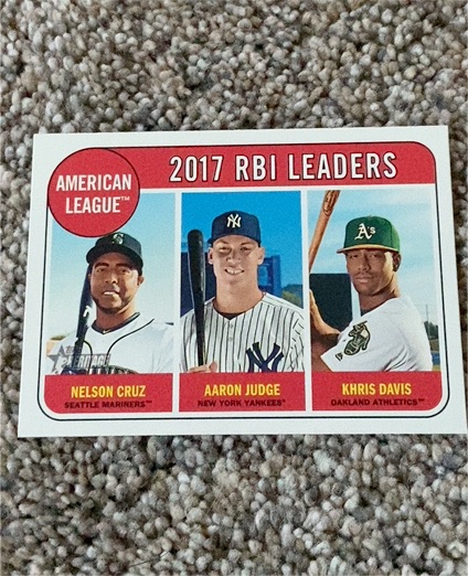 2018 Topps Heritage #3 Aaron Judge 2017 RBI Leaders — front