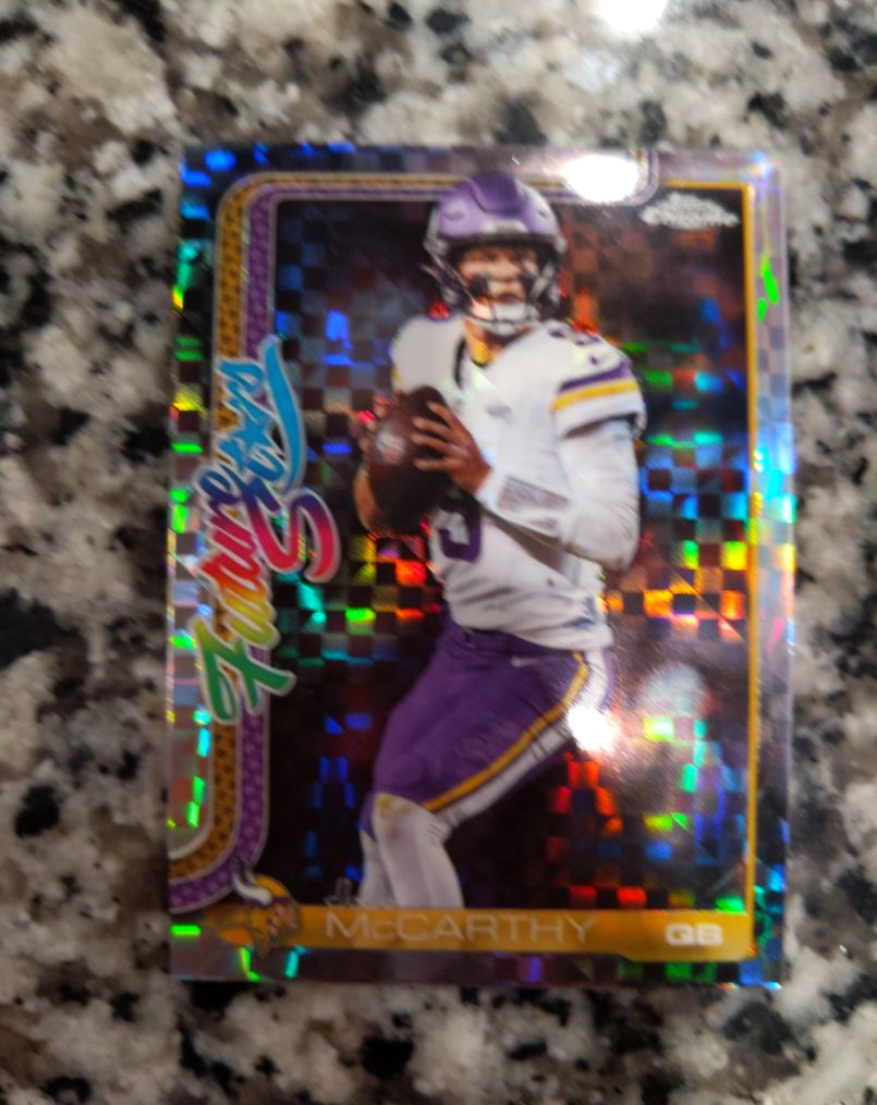 2025 Topps Chrome #FS-18 J.J. McCarthy Future Stars X-Fractor — front