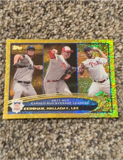 2012 Topps Gold Sparkle #297 Clayton Kershaw/Roy Halladay/Cliff Lee — front