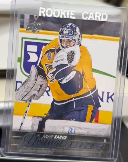 2015-16 Upper Deck #464 Juuse Saros Young Guns Rookie Card — front