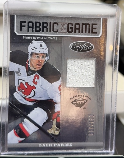 2012-13 Panini Certified Fabric of the Game #FOG-ZP Zach Parise — front
