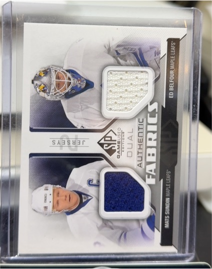 2009-10 Upper Deck SP Game Used Authentic Fabrics Dual Jersey Ed Belfour Mats Sundin — front