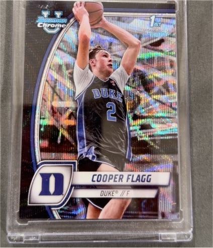 2024-25 Bowman University Chrome #16 Cooper Flagg Black Wave Refractor — front