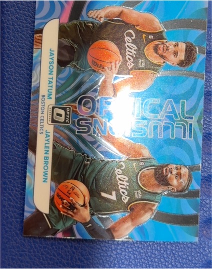 2022-23 Panini Donruss Optic Optical Illusions #2 Jayson Tatum & Jaylen Brown — front