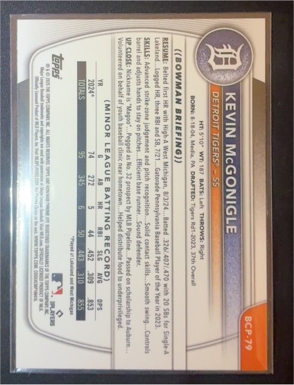 2025 Bowman Chrome 1st #BCP-79 Kevin McGonigle — front
