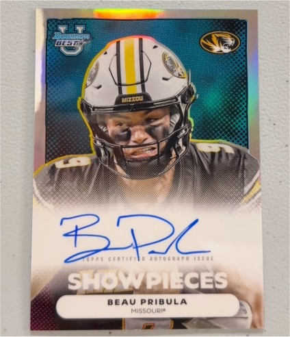 2025 Bowman Best University #BSA-BP Beau Pribula Showpieces Autograph — front