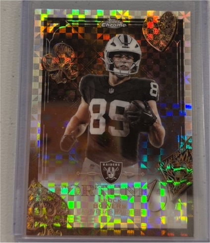 2025 Topps Chrome #F15-8 Brock Bowers Fortune 15 X-Fractor — front