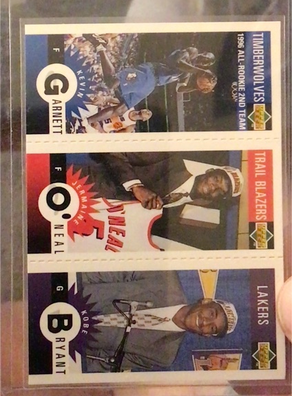 1996-97 Upper Deck Collector's Choice Mini #M129 Kobe Bryant / Kevin Garnett / Jermaine O'Neal Rookie Card — front
