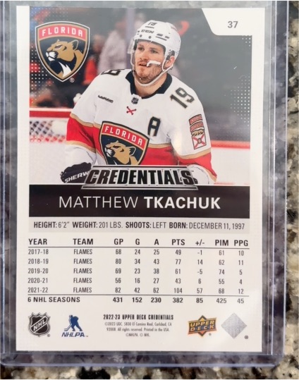 2022-23 Upper Deck Credentials #37 Matthew Tkachuk — front
