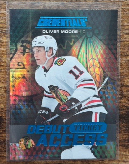 2025-26 Credentials Debut Ticket Access #128 Oliver Moore — front