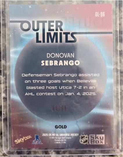 2025 Upper Deck Fleer Ultra Outer Limits #96-10 Donovan Sebrango — front