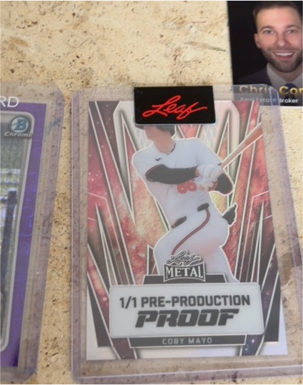2024 Leaf Metal Baseball Pre-Production Proof 1/1 Coby Mayo — front