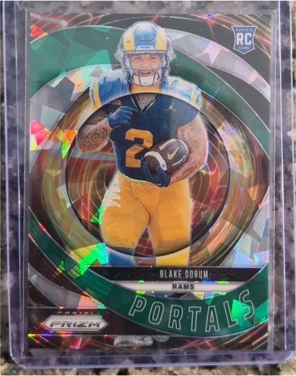 2024 Panini Prizm #8 Blake Corum Portals Green Ice Prizm Rookie — front