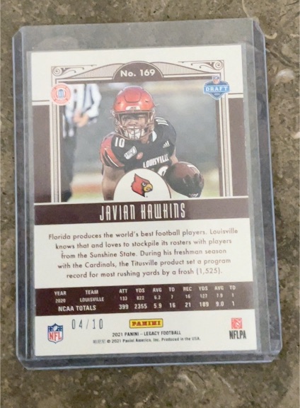 2021 Panini Legacy #169 Javian Hawkins Louisville Cardinals Rookie — front