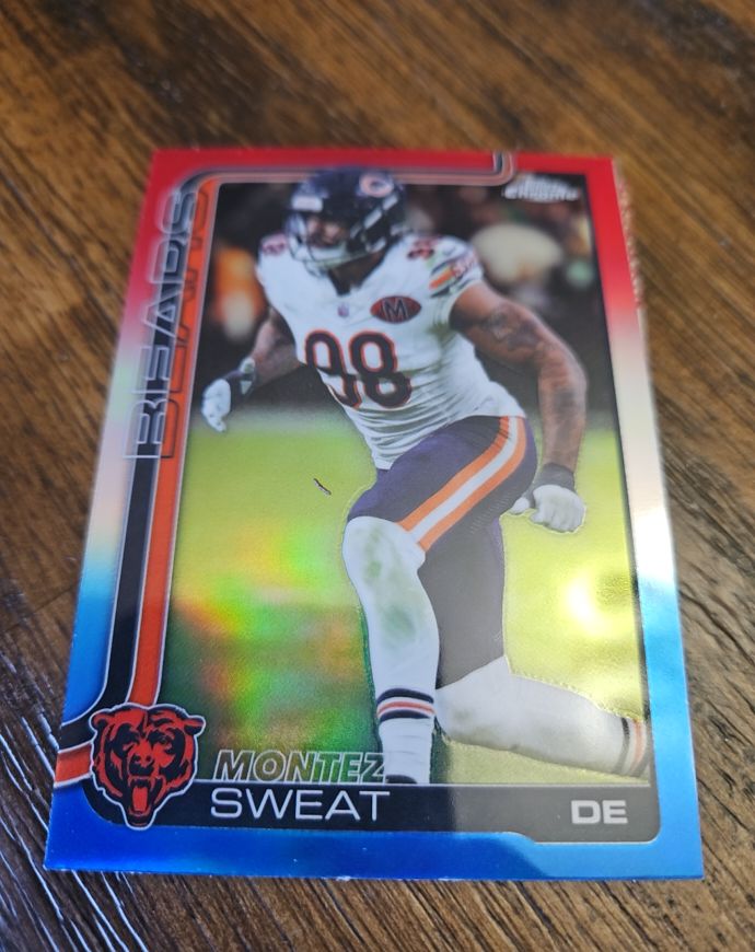 2025 Topps Chrome #56 Montez Sweat Red White & Blue Refractor Chicago Bears — front