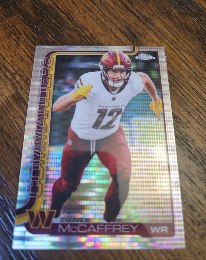 2025 Topps Chrome #298 Luke McCaffrey Pulsar Refractor Washington Commanders — front