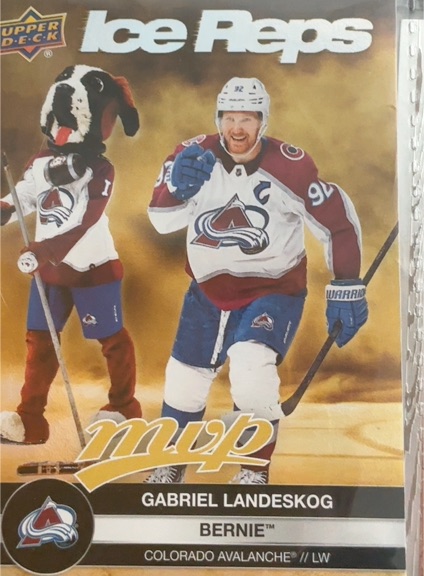 2023-24 Upper Deck MVP Ice Reps #IR-16 Gabriel Landeskog / Bernie the St. Bernard — front