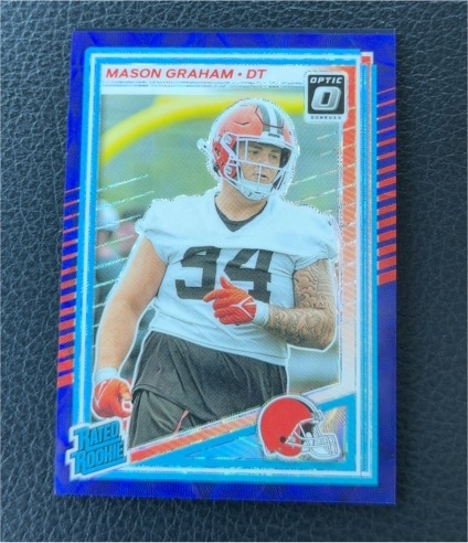2025 Donruss Optic #206 Mason Graham Blue Hyper Prizm Rated Rookie — front
