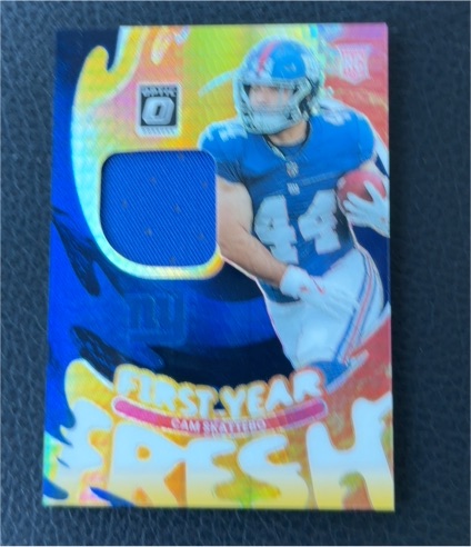2025 Panini Donruss Optic #FYFBH-CSO Cam Skattebo First Year Fresh Blue Hyper Patch — front