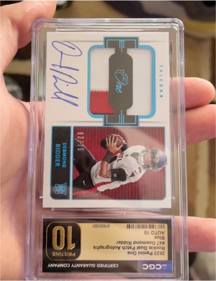 2022 Panini One #10 Desmond Ridder Rookie Patch Autograph — front