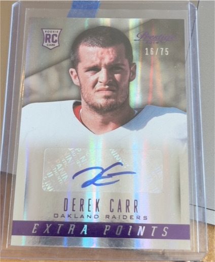 2014 Panini Prestige #231 Derek Carr Extra Points Rookie Card — front
