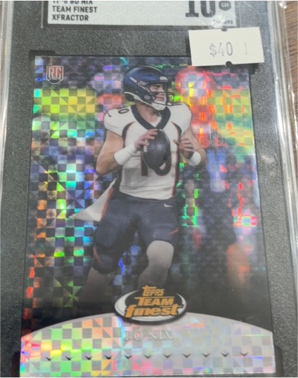 2024 Topps Finest #TF-8 Bo Nix Team Finest Checkerboard Refractor — front