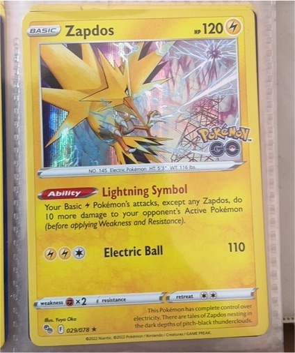 2022 Pokémon GO #029 Zapdos — front