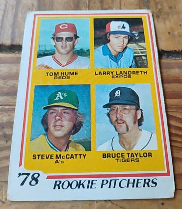1978 Topps #701 Rookie Pitchers Tom Hume Larry Landreth Steve McCatty Bruce Taylor — front