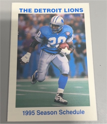 1995 Detroit Lions Pocket Schedule Barry Sanders — front