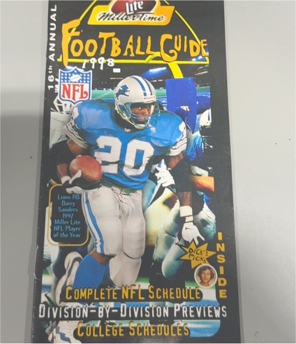 1998 Miller Lite Football Guide #Barry Sanders — front