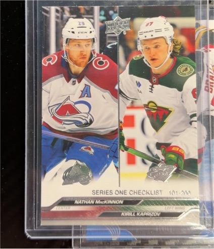 2023-24 Upper Deck Series 1 #200 Nathan MacKinnon Kirill Kaprizov Checklist — front