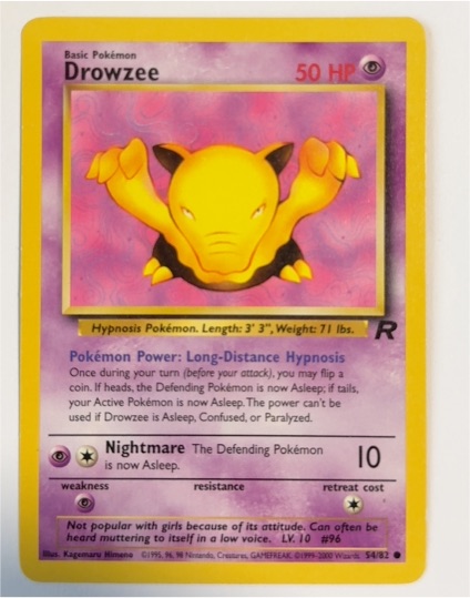 1999 Pokémon Team Rocket #54 Drowzee — front