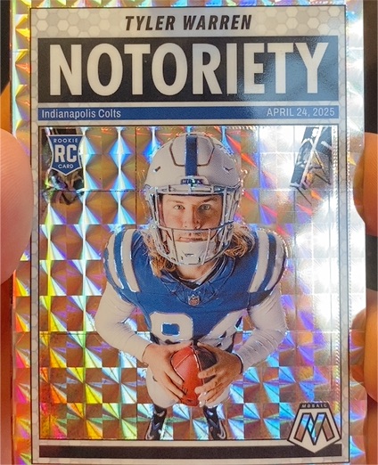 2025 Panini Mosaic #25 Tyler Warren Notoriety Silver Mosaic Rookie — front