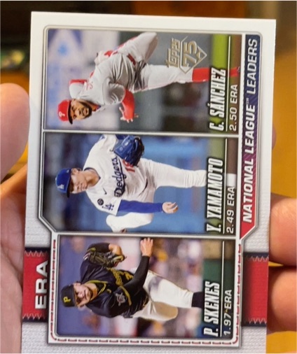 2026 Topps Series 1 #203 NL ERA Leaders P. Skenes/Y. Yamamoto/C. Sanchez — front