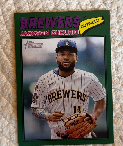 2026 Topps Heritage #272 Jackson Chourio Dark Green Border — front