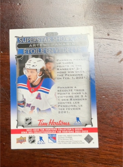 2021-22 Upper Deck Tim Hortons Superstar Showcase #SS-7 Artemi Panarin — front