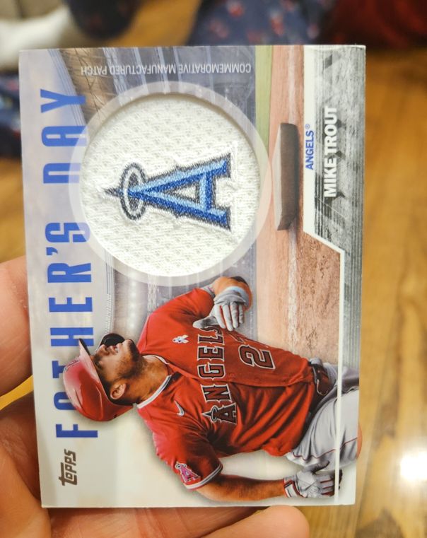 2023 Topps Series 2 #FD-MT Mike Trout Father's Day Commemorative Team Patch — front
