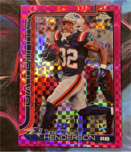 2025 Topps Chrome #328 TreVeyon Henderson Hot Pink X-Fractor Rookie — front