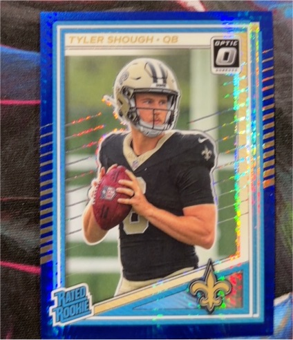 2025 Donruss Optic #223 Tyler Shough Blue Hyper — front