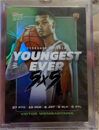 2023-24 Topps Now #VW-2 Victor Wembanyama Youngest Ever 5x5 Rookie — front