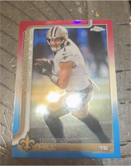 2025 Topps Chrome #222 Taysom Hill Red White and Blue Refractor — front