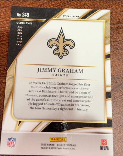 2025 Panini Select Football #249 Jimmy Graham — front