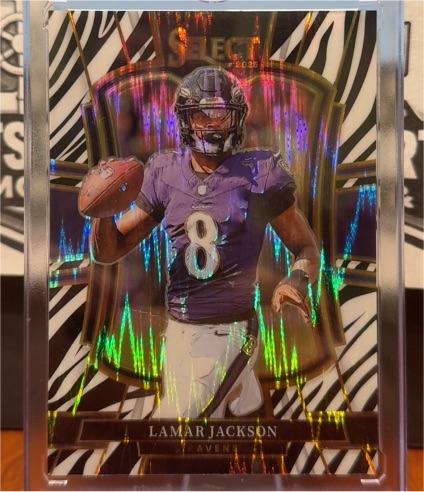 2024 Panini Select #35 Lamar Jackson Zebra Prizm Concourse — front