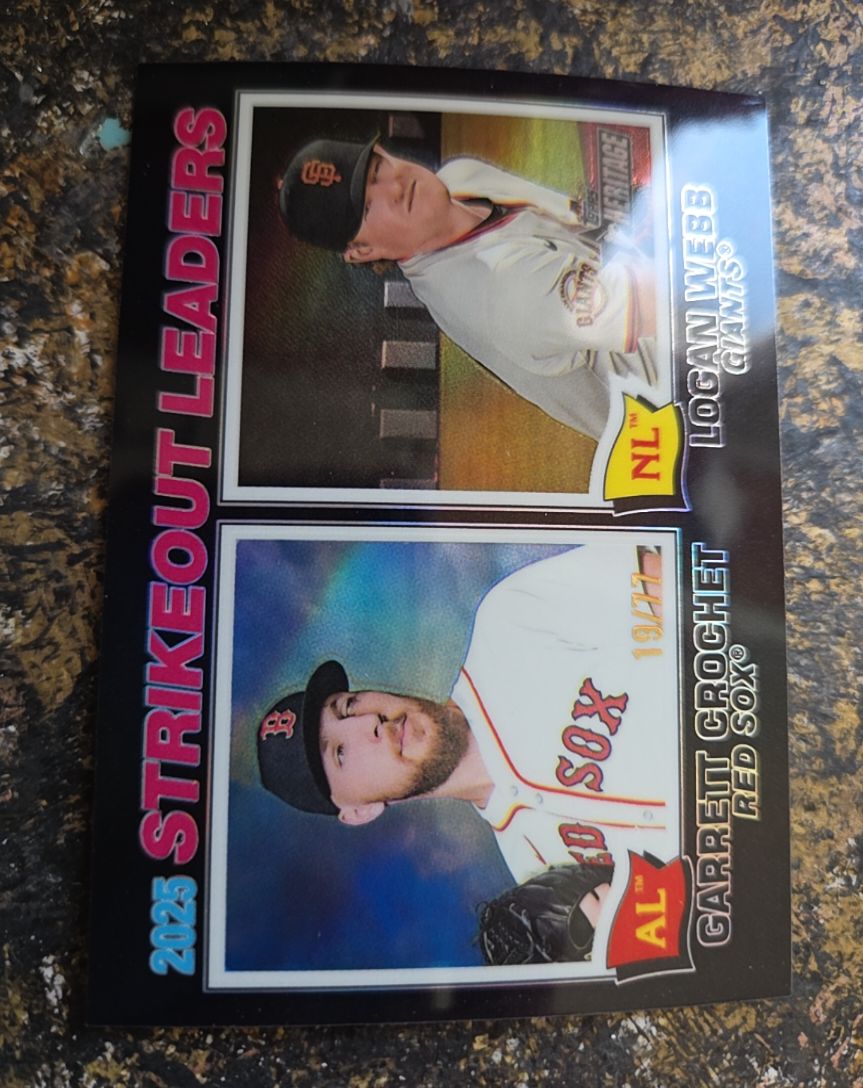 2026 Topps Heritage #6 Strikeout Leaders Garrett Crochet/Logan Webb — front