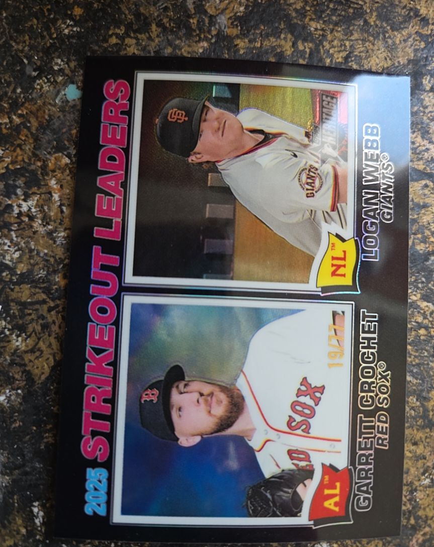 2026 Topps Heritage Chrome #6 Strikeout Leaders Garrett Crochet/Logan Webb — front