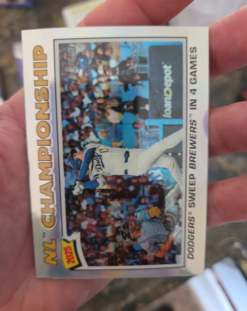 2026 Topps Heritage #277 NL Championship Dodgers Sweep Brewers — front