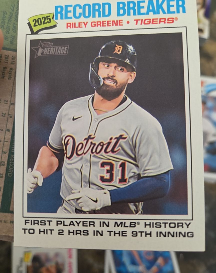 2026 Topps Heritage #234 Riley Greene Record Breaker — front