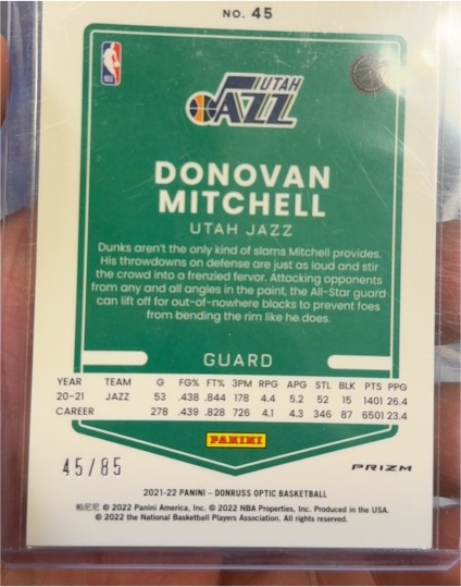 2021-22 Panini Donruss Optic #45 Donovan Mitchell — front